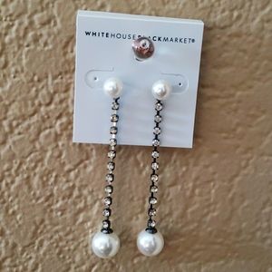 WHITE HOUSE BLACK MARKET pearl and rhinestone dangle earrings